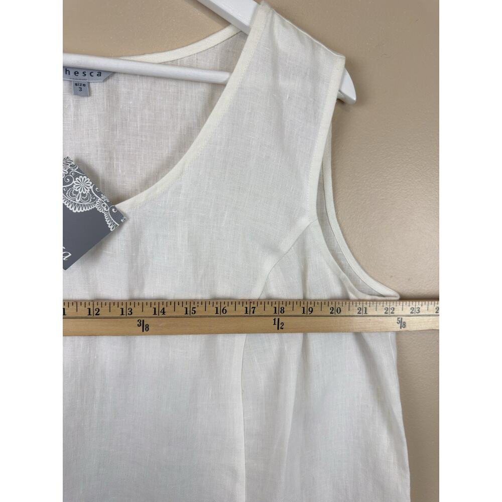 NWT Chesca Women’s White Sleeveless Scoop Neck Top Size 3 Resort Coastal Beach - Picture 9 of 10